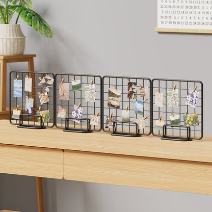 Desktop-Draht-Foto-Rasterdisplay mit Ständer und Mini-Clips