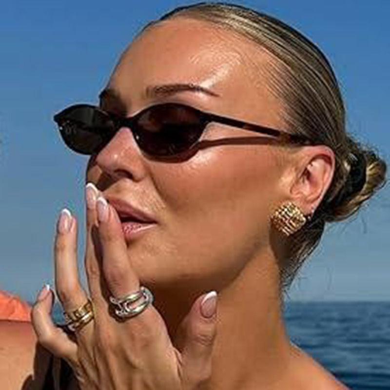 Damen ovalförmige Sonnenbrille mit transparentem Rahmen und UV-Schutz Brehn