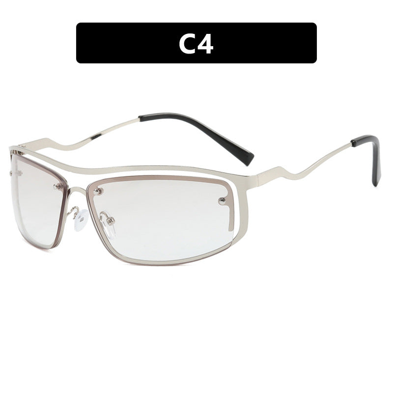 Damen futuristische Sonnenbrille mit elegantem Metallrahmen und hochtransparenten Gläsern Brehn