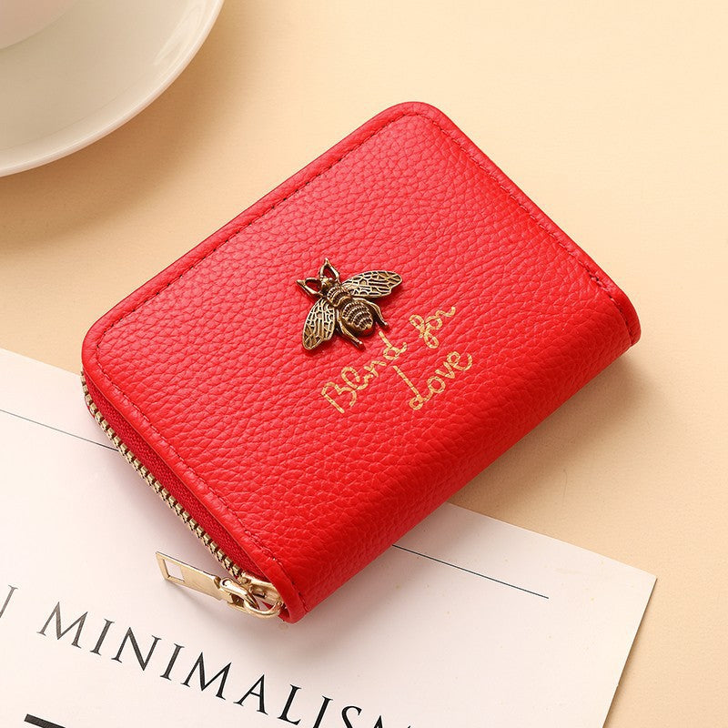 Designer Bee-Beschmückte Leder Reißverschluss-Wallet Brehn