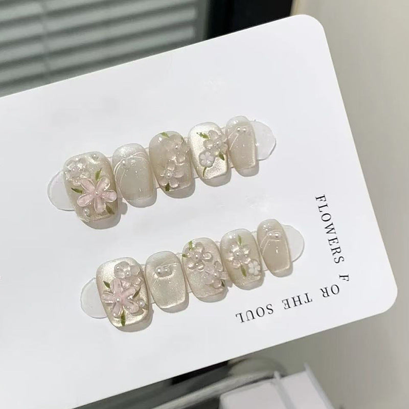 Floral Verziertes Press-On Nagelkunst Brehn