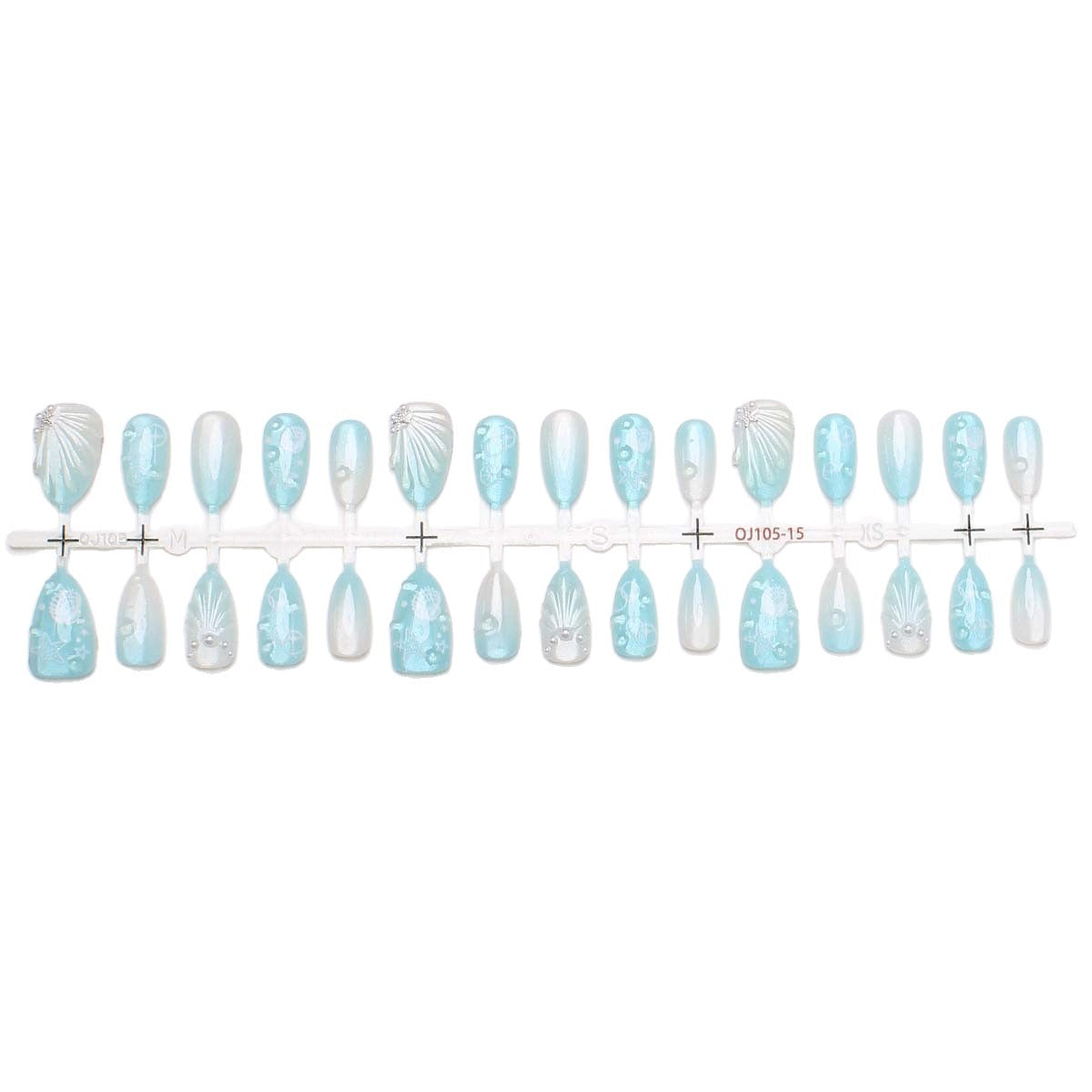 Künstlerisches vom Ozean inspiriertes Press-On Nail Set Brehn