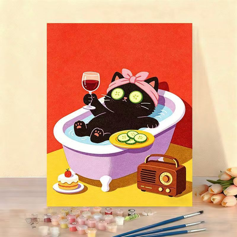Verspielt Katze Illustration Leinwand Kunstwerk Brehn