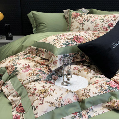 Luxuriöses Baumwollsatin-Bettwäsche-Set mit Tier-Toile-Motiv und Satinkante