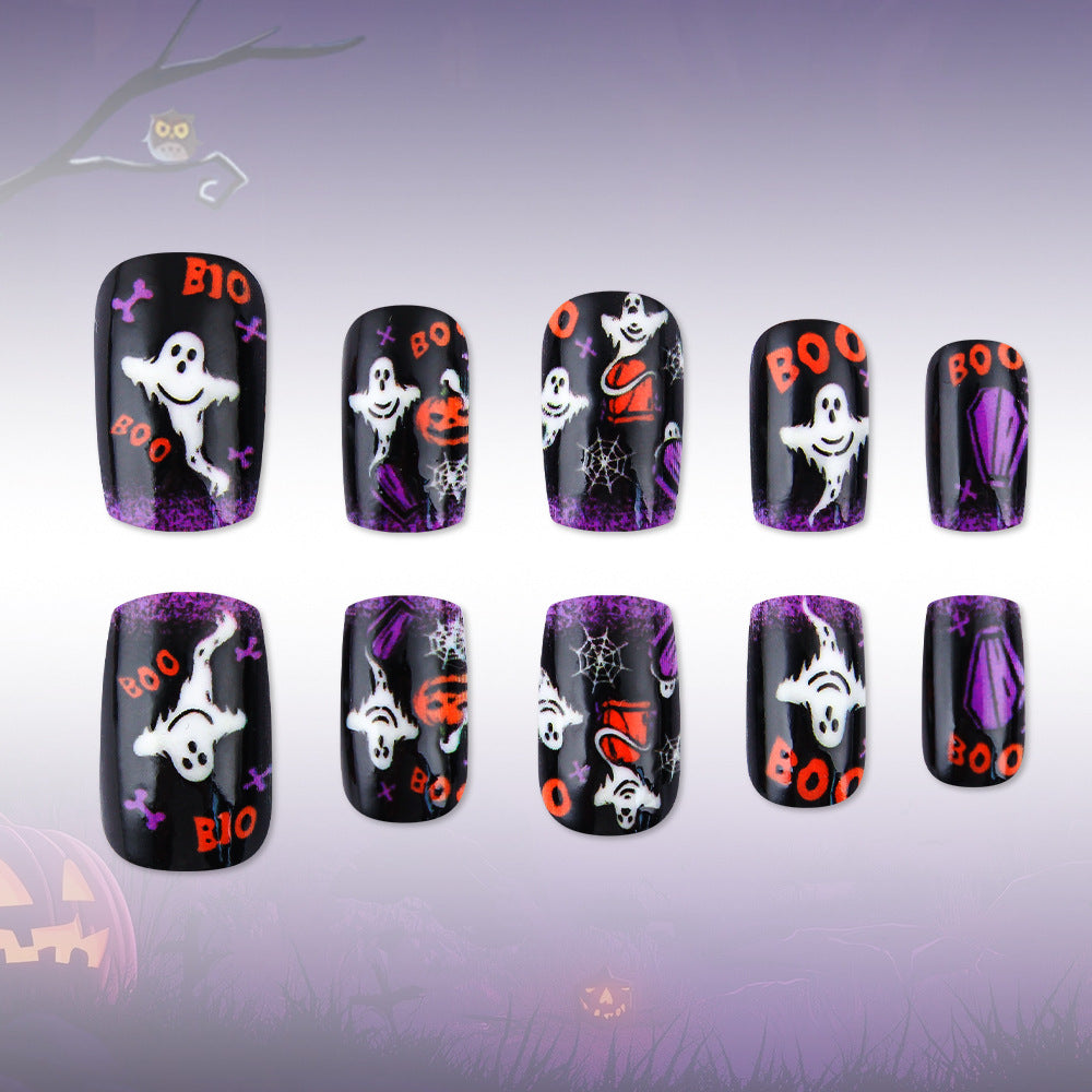 Spaßiges Halloween-Themen Press-On Nagelkunst Set Brehn