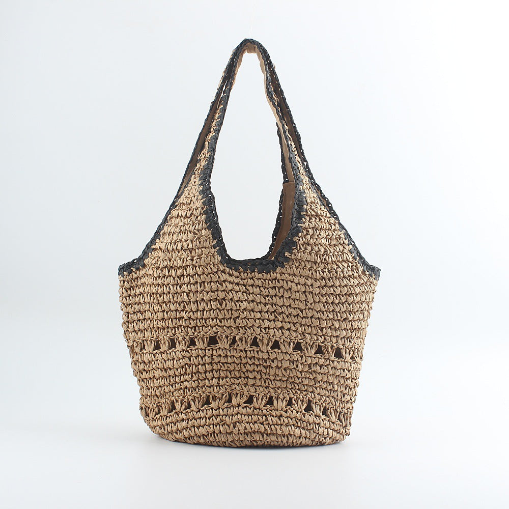 Strandschultertasche Aus Handgewebtem Bast mit Eleganter Spitze Brehn