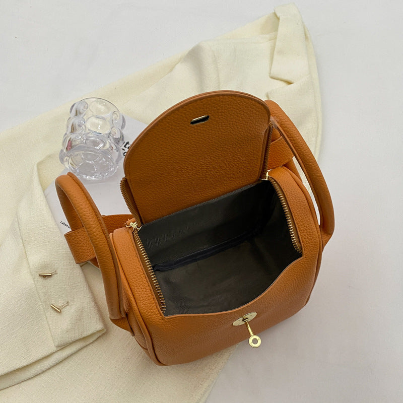 Strukturierte Lederhandtasche Brehn