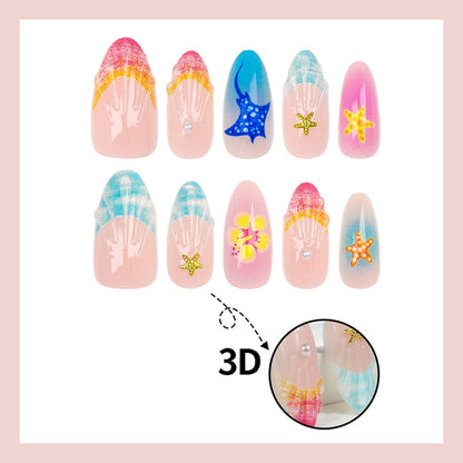 Kunstnagelset mit maritimen und farbenfrohen Designs Brehn