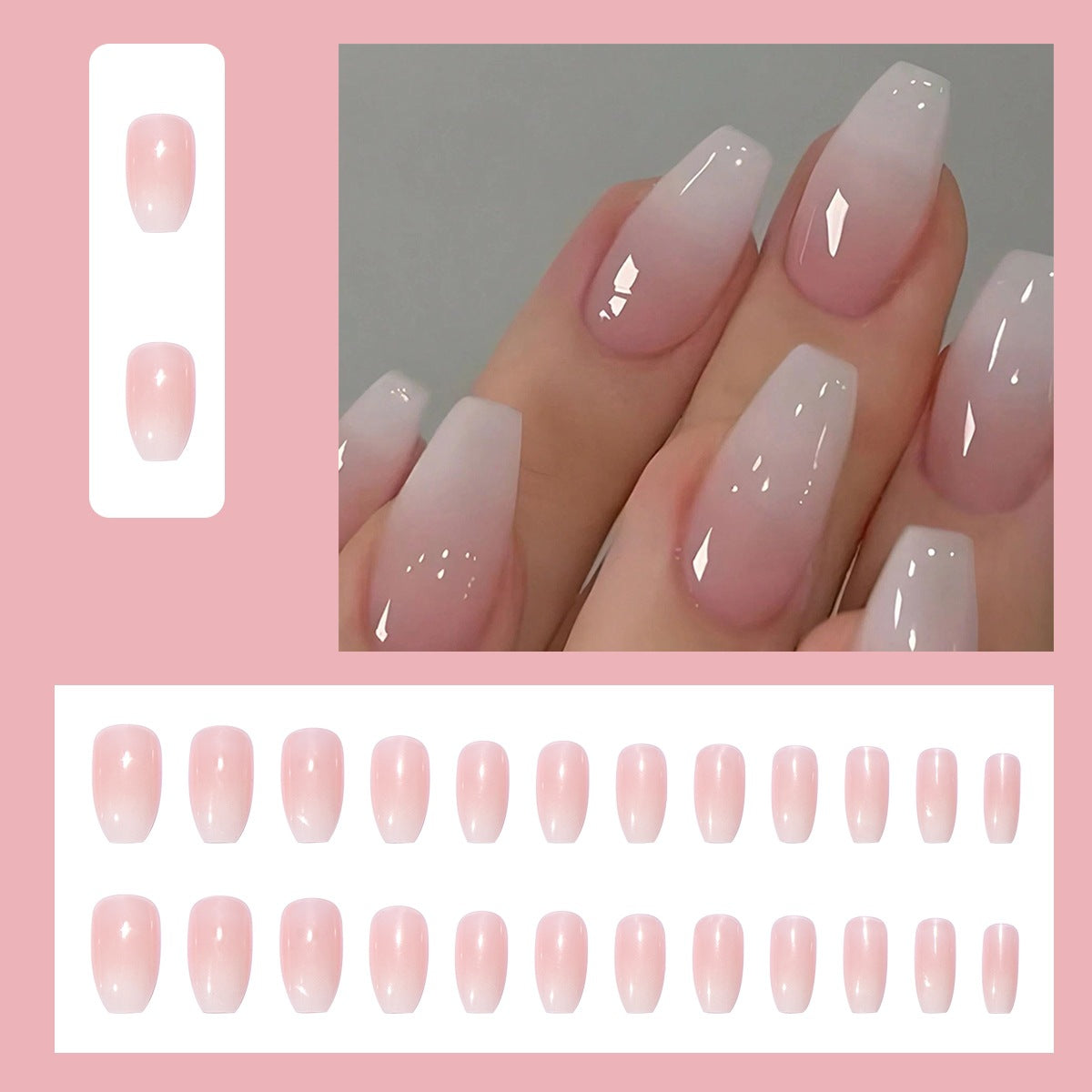 Kunstnagelset mit elegantem Ombre-Effekt Brehn