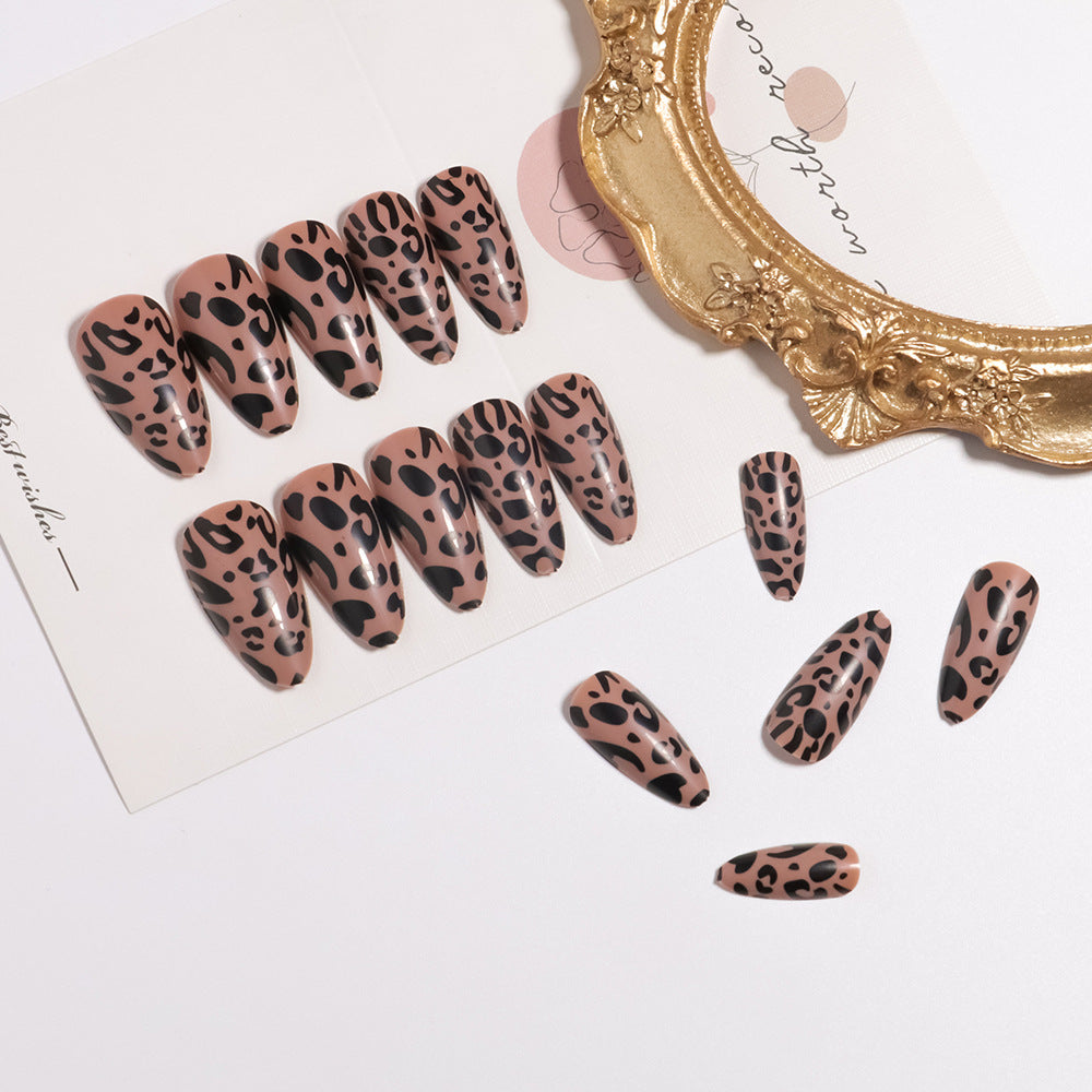 Stylische Leopard-Print Press-On Nägel Brehn