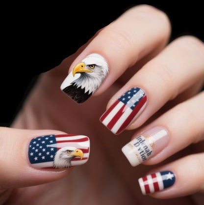 Patriotisches Glitzer-Gel-Nagelkunst Brehn