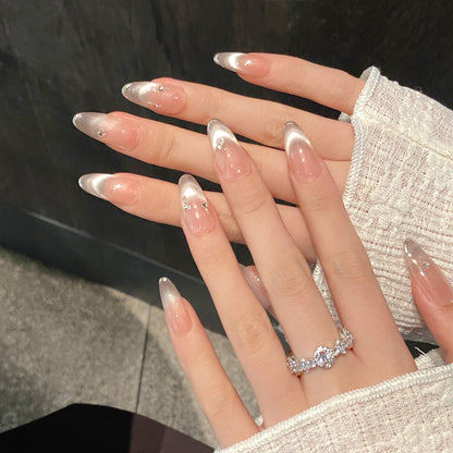 Elegante Ombre Stiletto Press-On Nägel mit funkensprühenden Akzenten Brehn