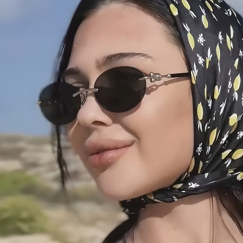 Damen ovale Sonnenbrille mit luxuriösem Metallrahmen und verspiegelten Gläsern Brehn