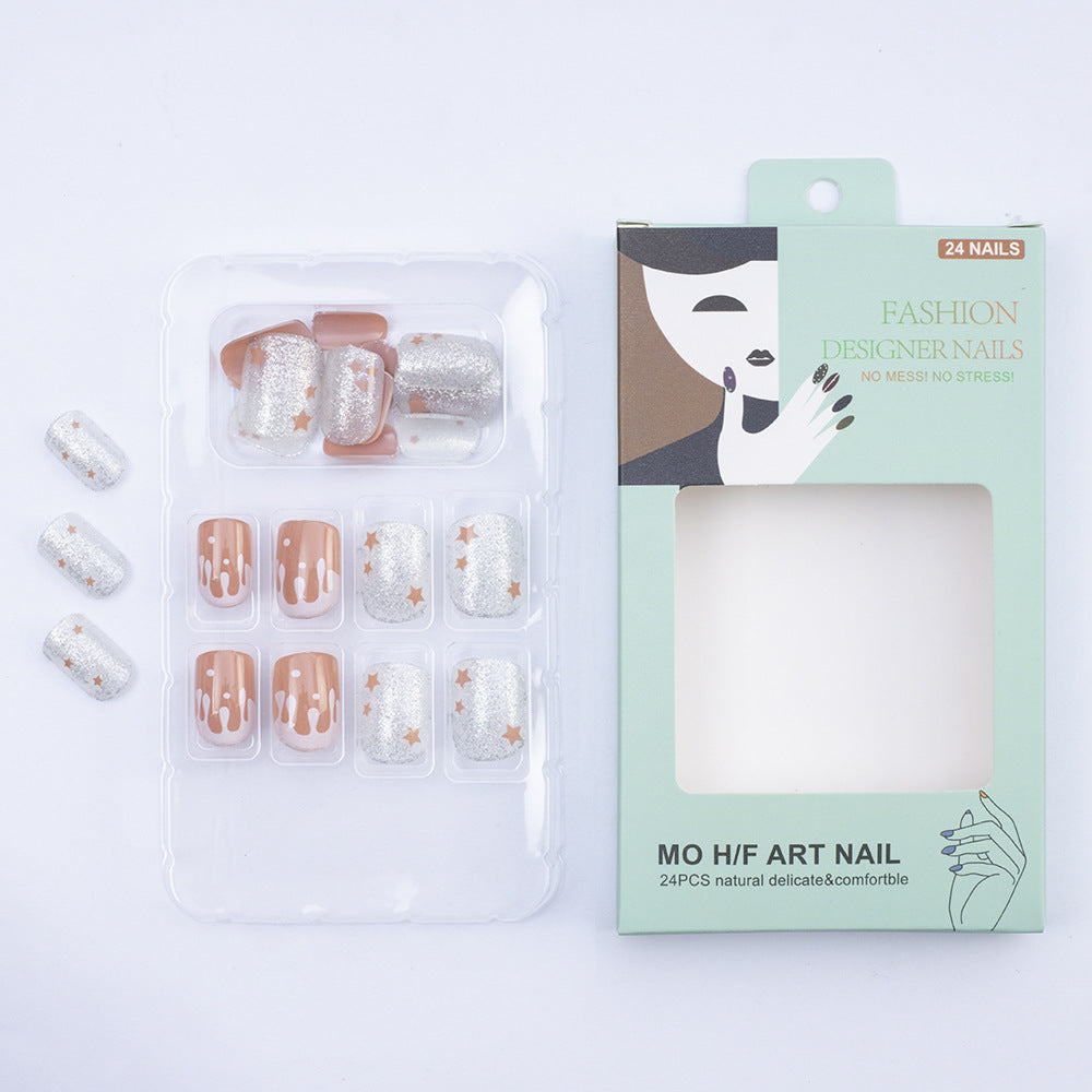 Glitzernde Kunstnägel mit kreativem Tropfen-Design Brehn