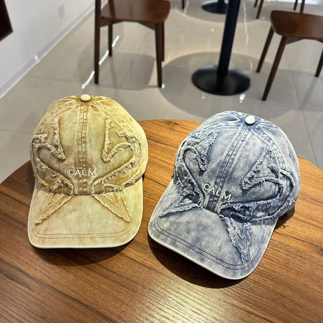 Unisex Distressed Denim Bestickte Kappe Brehn