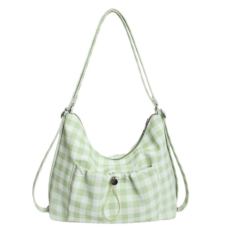 Gingham-Print Schlapp Schultertasche