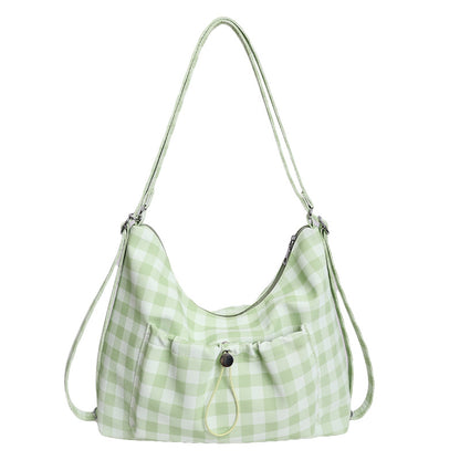 Gingham-Print Schlapp Schultertasche