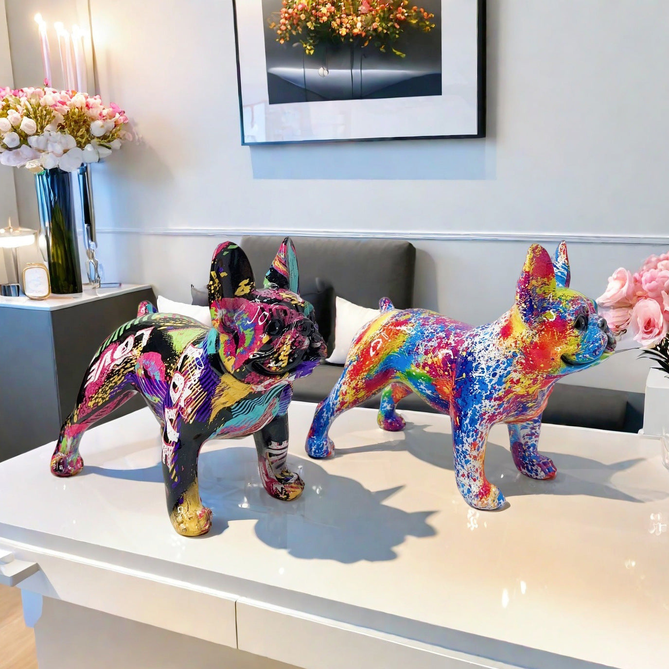 Künstlerische Bulldoggen Skulptur Brehn