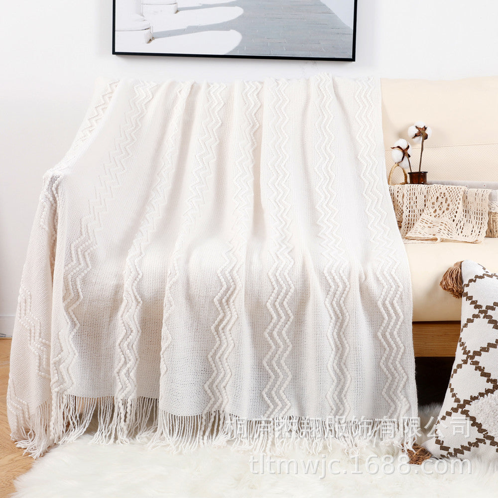 Damen Gemütliche Strickdecke mit modernem Zickzack-Muster Brehn
