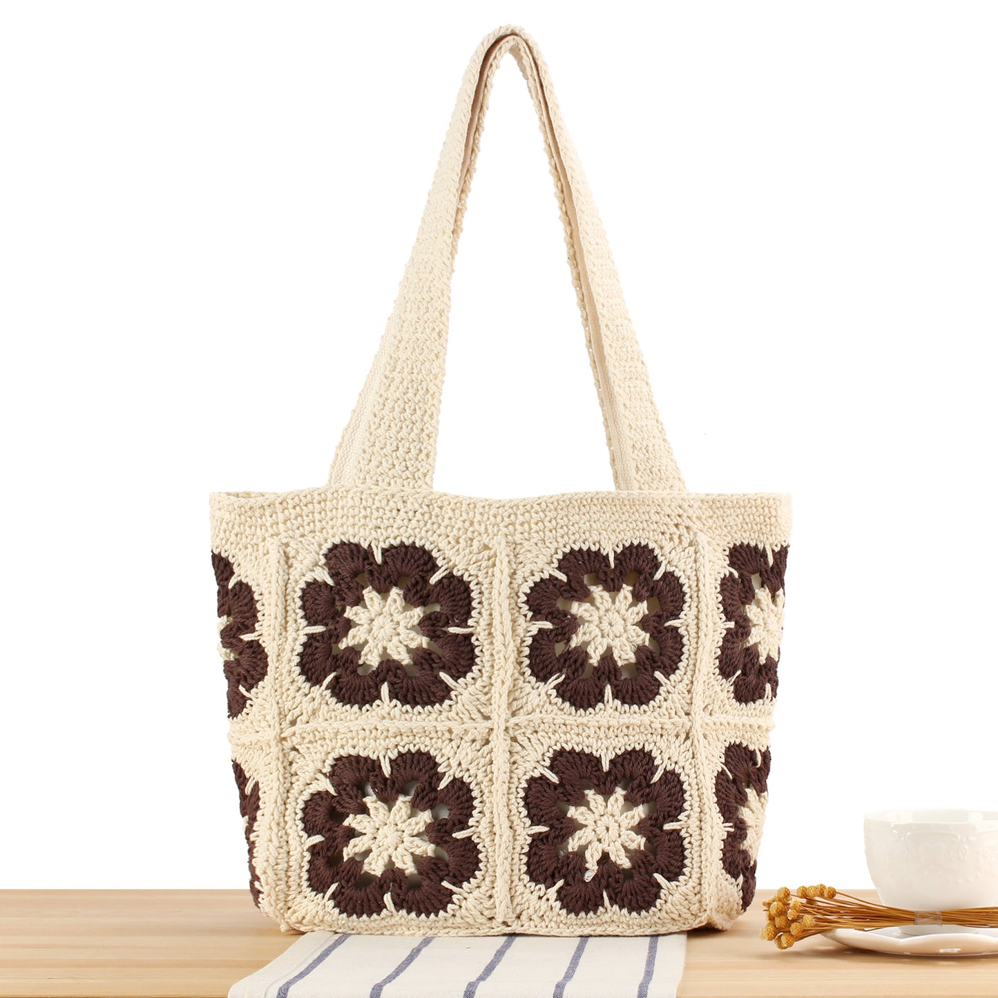 Handgeknüpfte Einkaufstasche mit Floralem Design Brehn