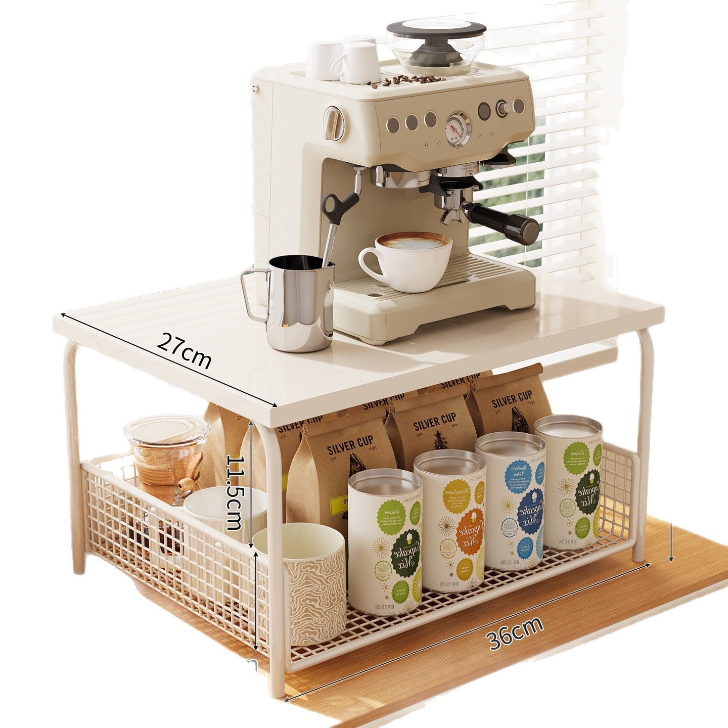Zwei-stufiges Kaffeemaschinen-Displayregal Brehn