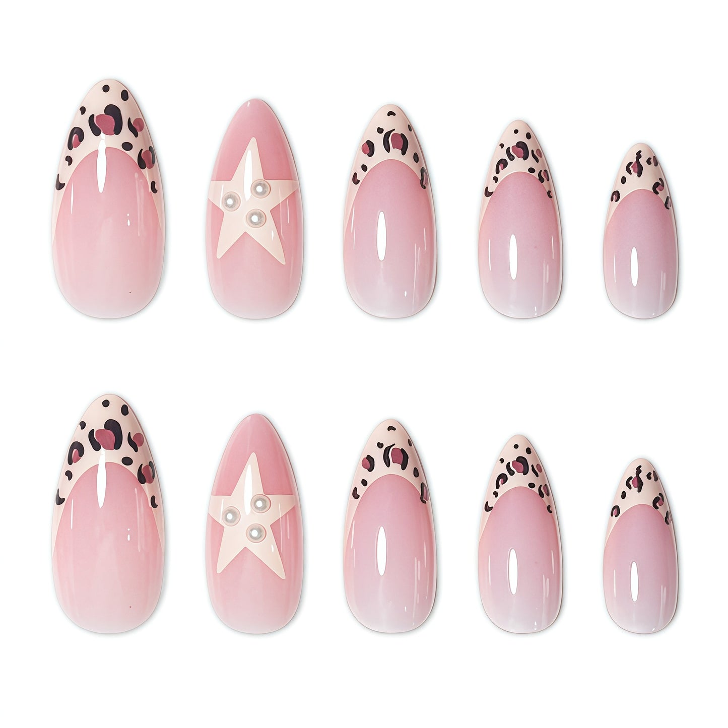 Künstlerischer Stern und Tierdruck Nagelkunst Extensions Brehn