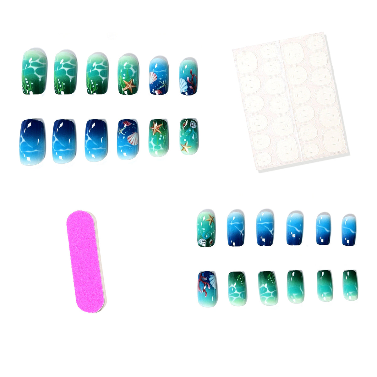 Künstlerisch vom Ozean inspiriertes Nail Art Enhancement Brehn