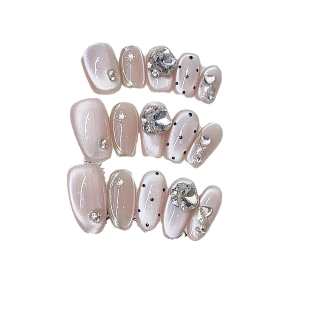 Glamouröse mit Strass verzierte Press-On Nagel Set Brehn