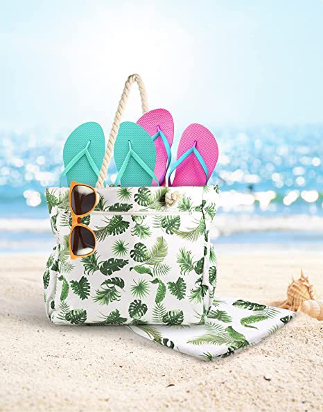 Strandtasche mit Botanischem Motiv und Robusten Seilgriffen Brehn