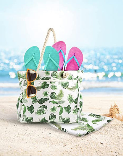 Strandtasche mit Botanischem Motiv und Robusten Seilgriffen Brehn