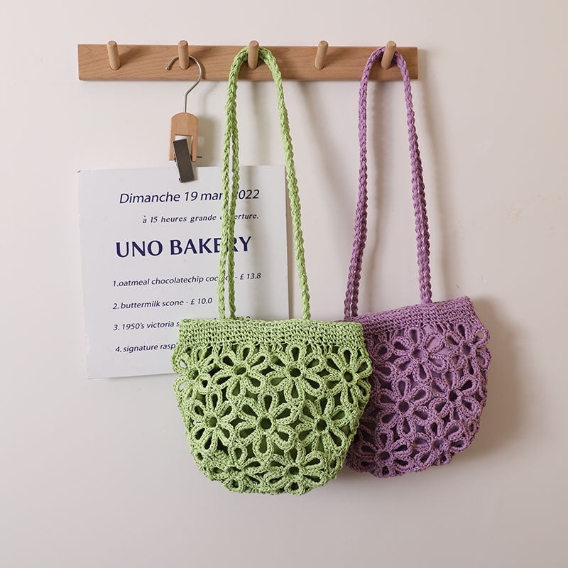 Damen Handgeknüpfte Korbtasche mit floralem Design Brehn