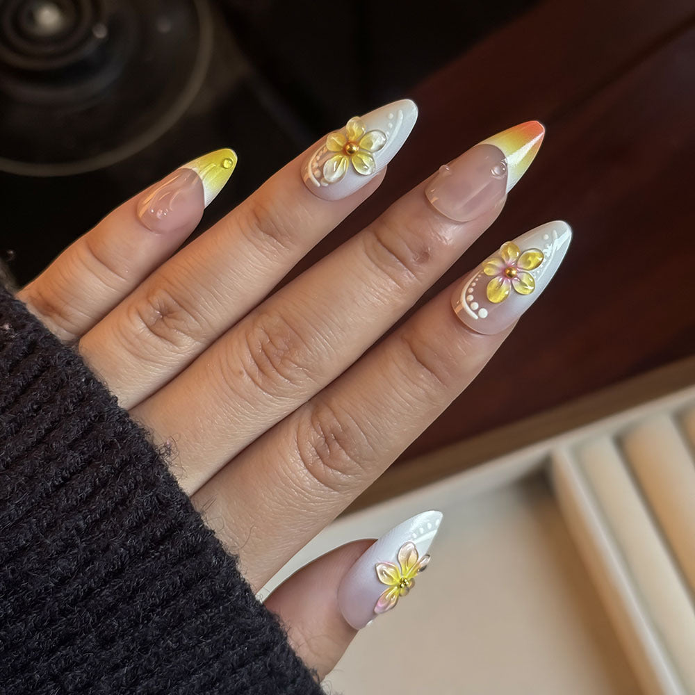 Vibrante Blumen Press-On Nagelkunst Set Brehn