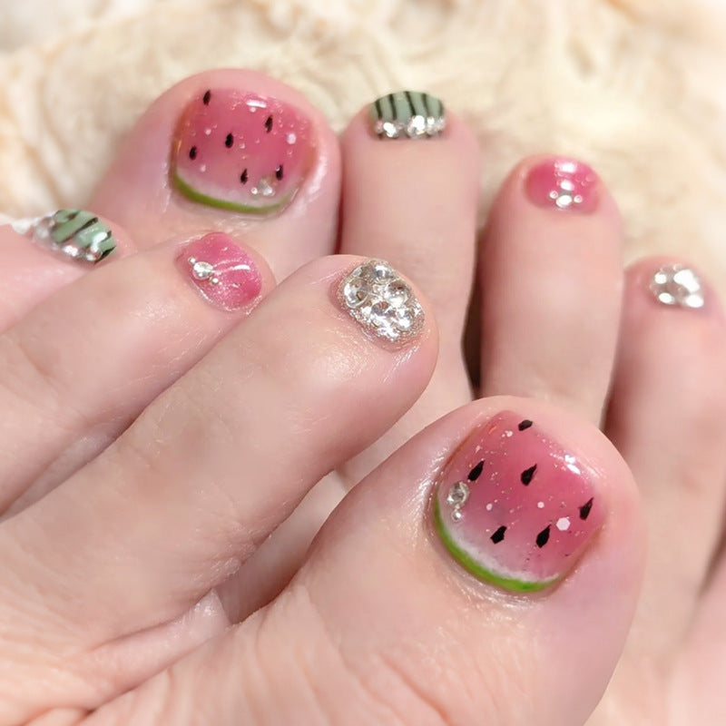 Wassermelonen-Themen Press-On Nägel Brehn