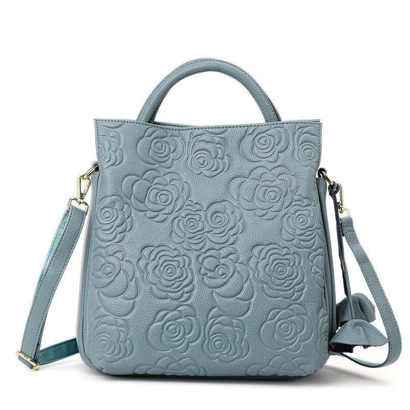 Prägte Blumen-Leder-Tote-Bag mit abnehmbarem Riemen