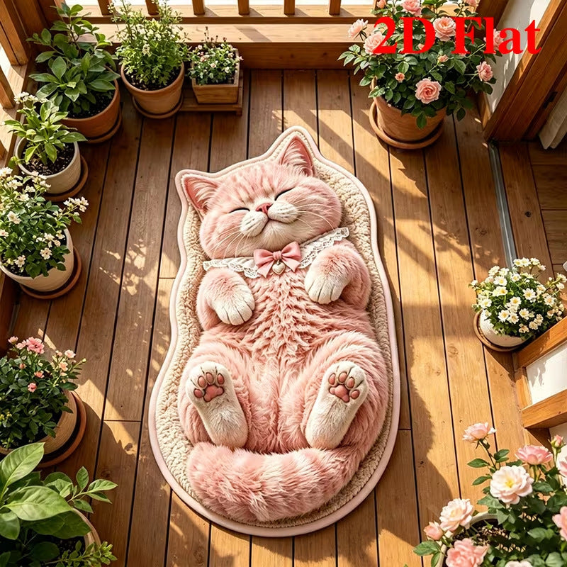 Niedlicher katzenförmiger Plüschteppich