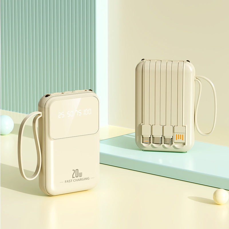 Tragbare Powerbank mit Integrierten Ladekabeln und Smart-Ladestandanzeige Brehn