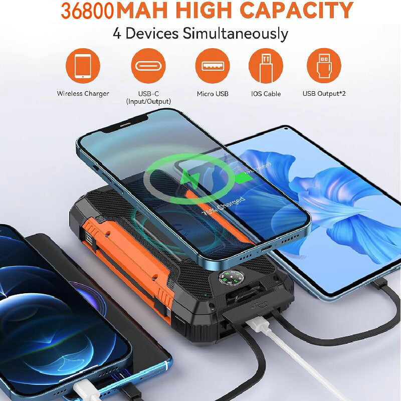 Robuste Solar-Powerbank mit Multifunktionalem Ladeanschluss Brehn