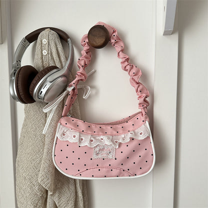 Polka-Dot-Rüschenschulter-Handtasche