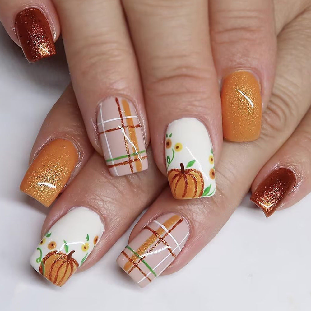 Saisonales Kürbis-Themen-Nagelkunst-Set Brehn