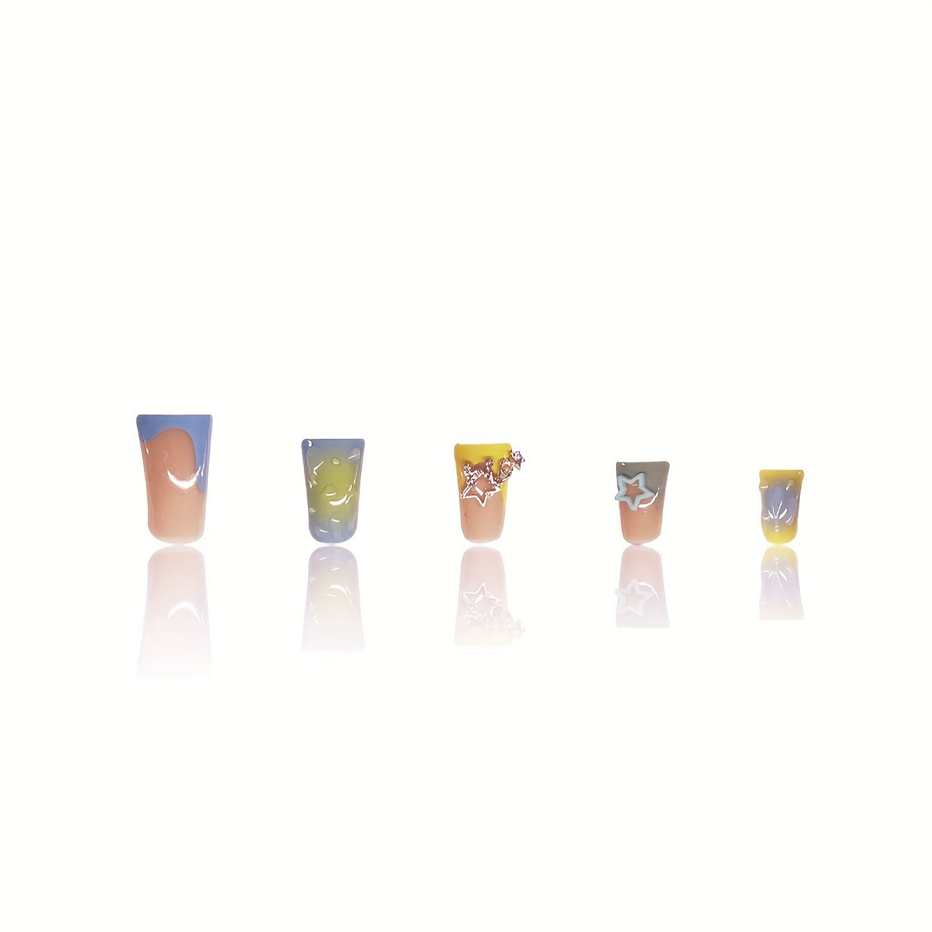 Kreatives Press-On Nagelkunstset mit Stern- und Tropfdesign Brehn