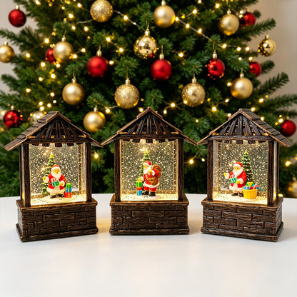 Weihnachtslaterne mit Schneekugel und LED-Beleuchtung Brehn