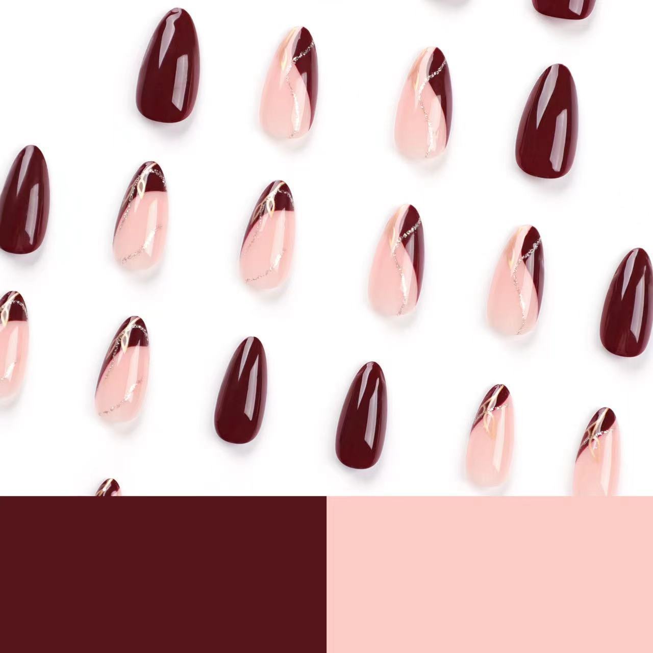 Elegante Matte und Glänzende Mandelförmige Press-On Nagelverlängerungen Brehn
