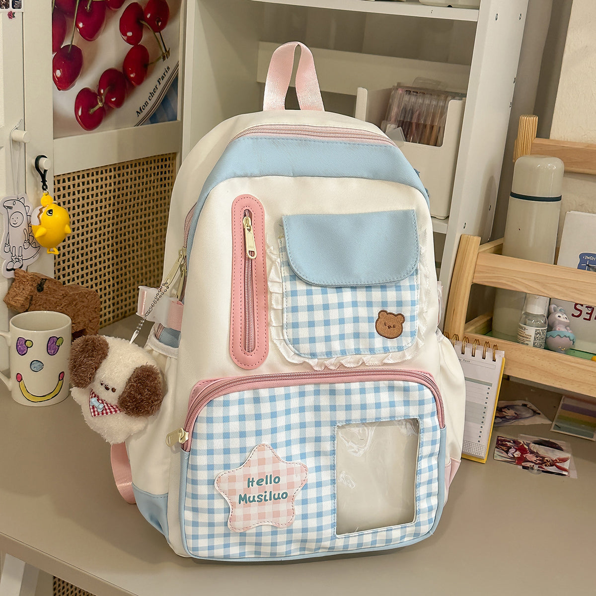 Stilvolles Gingham-Druck-Rucksack Brehn