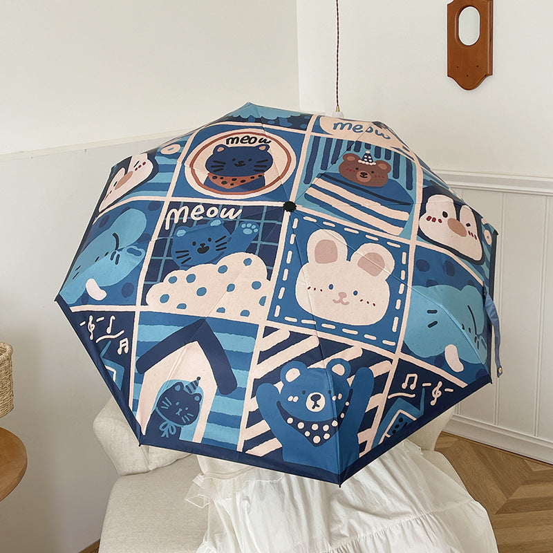 Damen Automatischer Regenschirm mit kreativem Muster Brehn