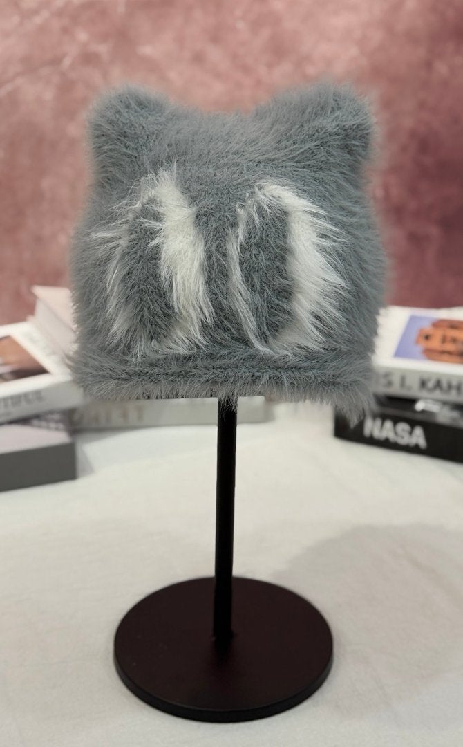 Gemütliche Kunstfell-Katzenohr-Mütze Brehn