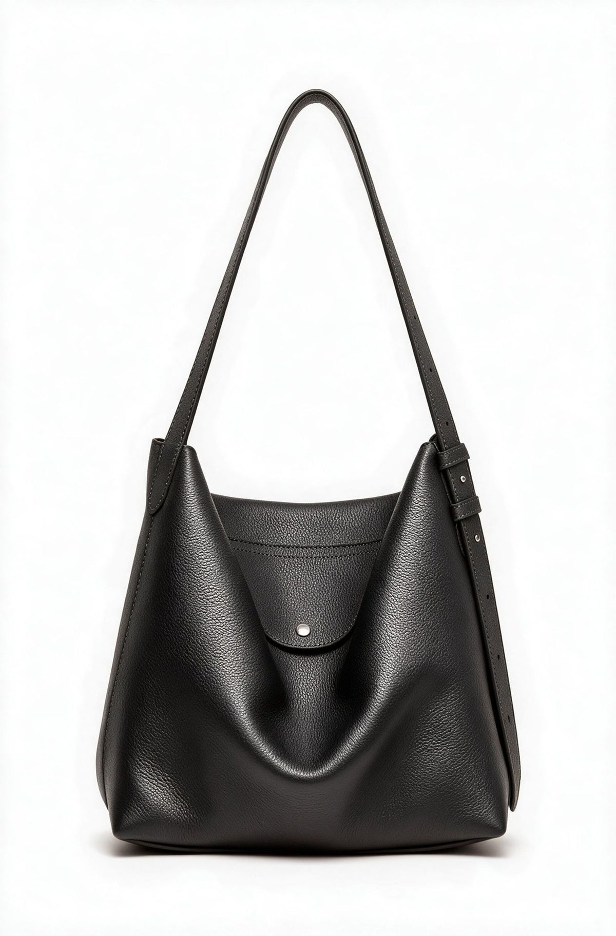 Skulpturale genoppte Leder-Optik Hobo Schultertasche mit verstellbarem Schnallenriemen