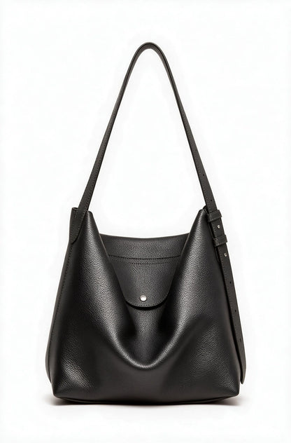 Skulpturale genoppte Leder-Optik Hobo Schultertasche mit verstellbarem Schnallenriemen