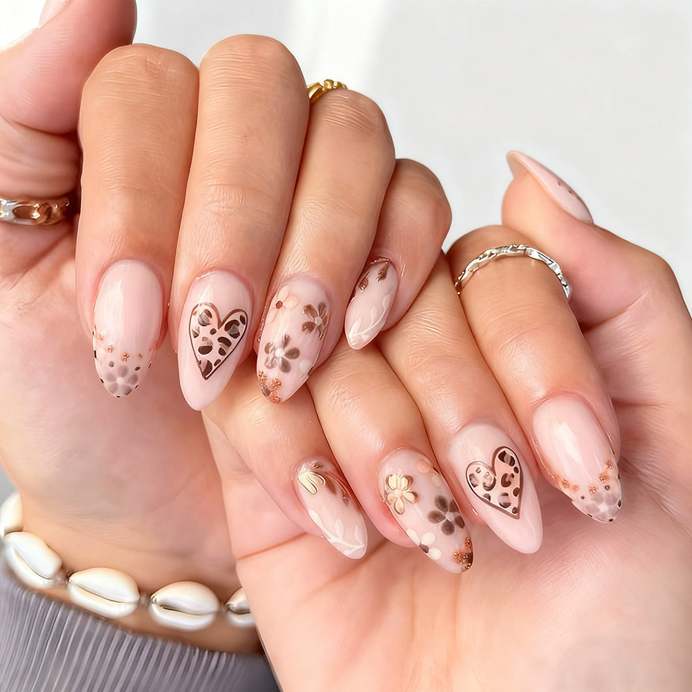Künstlerisches Blumen-Design Press-On Nägel Brehn