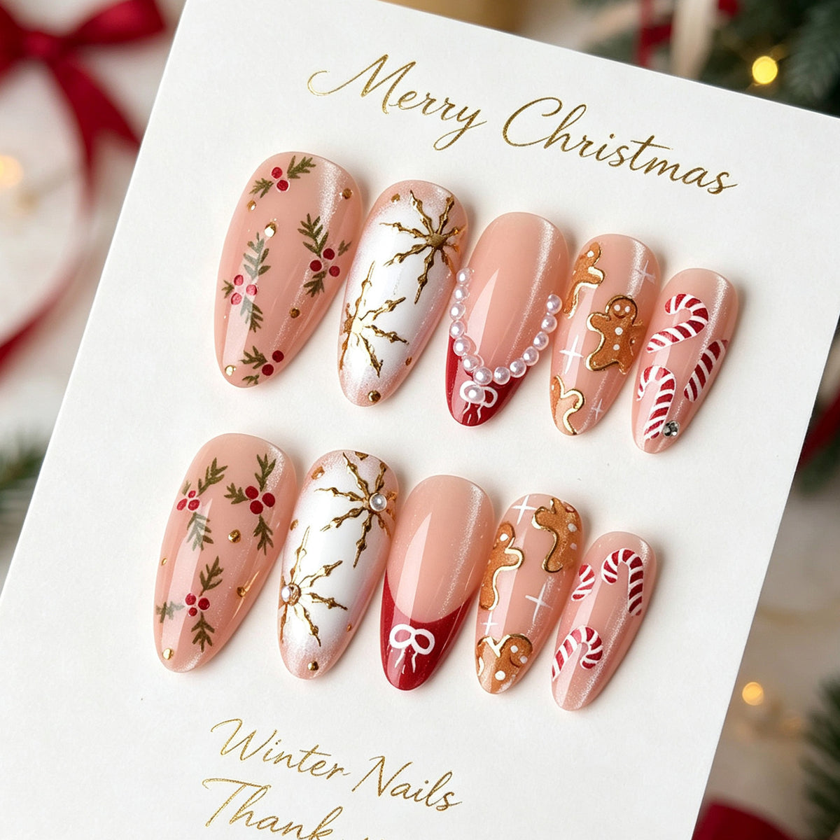Dekoratives Floral Press-On Nagelset