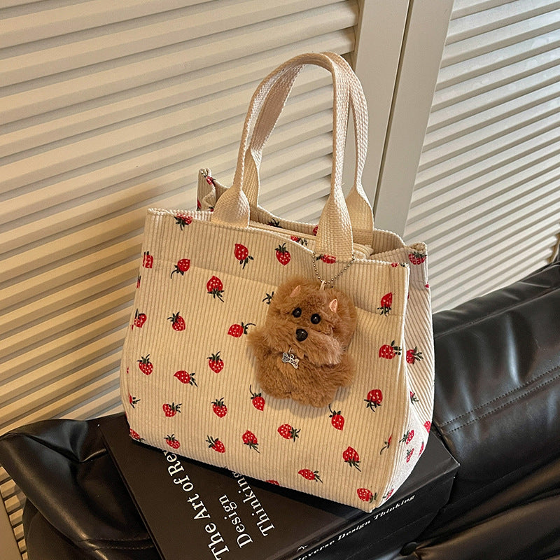 Niedliche Erdbeer-Print Stoff Tasche